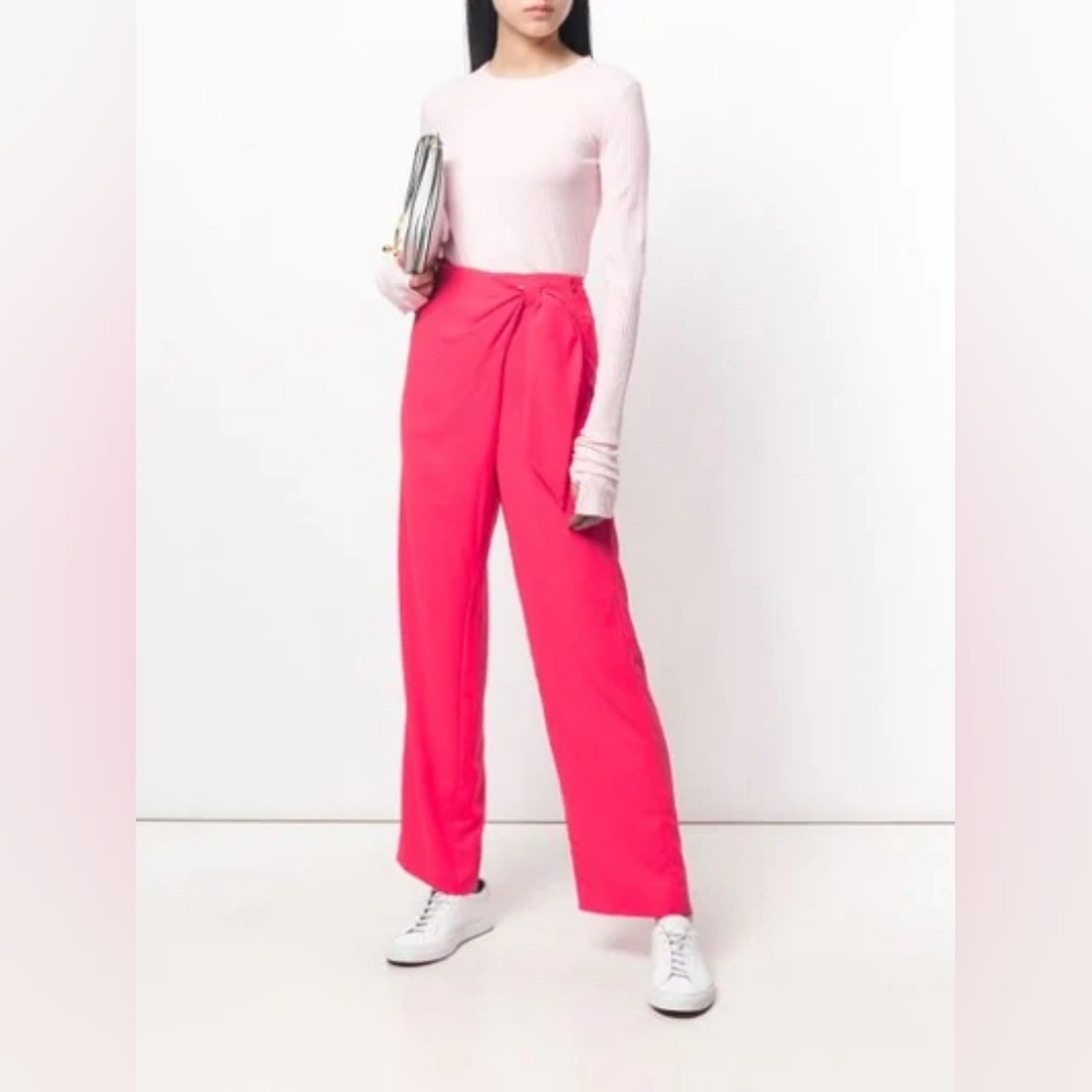 NWT, Dion Lee Tie Front Wide Leg Pants in Acid Pink